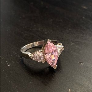 Genuine Silver Ring, Pink Stone
